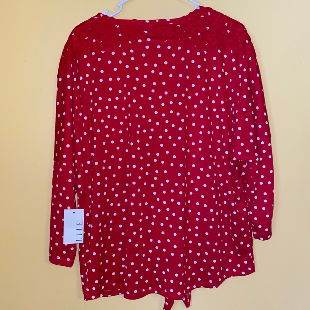 Red Polka Dot Tied Blouse - Picture 3 of 5
